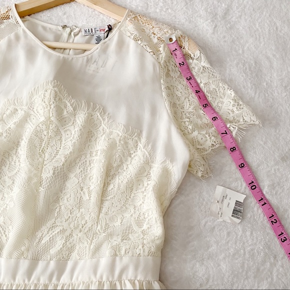 NWT Off White Pleated Skirt Lace Dress - Picture 4 of 12